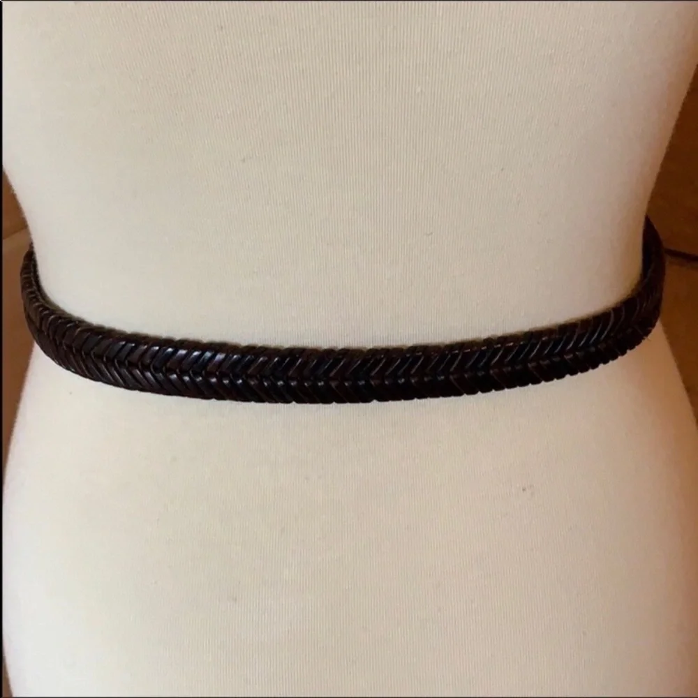 Brighton embossed & braided brown leather belt Medium